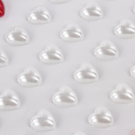 Стразы самоклеящиеся "Сердце", ассорти, 8-10 мм, 85 шт., на подложке, ОСТРОВ СОКРОВИЩ, 661572 - Стразы для творчества