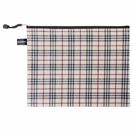 Папка-конверт СУПЕР КОМПЛЕКТ на молнии, 6 штук (А4 - 2 шт., А5 - 4 шт.), ткань в клетку, BRAUBERG, 271350 - Папки-конверты на молнии