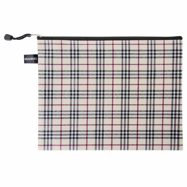 Папка-конверт СУПЕР КОМПЛЕКТ на молнии, 6 штук (А4 - 2 шт., А5 - 4 шт.), ткань в клетку, BRAUBERG, 271350 - Папки-конверты на молнии