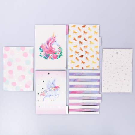 Набор картонных разделителей с фольгированием для планера «Единороги», 6 листов, размер 16*25 см - Разделители для планера