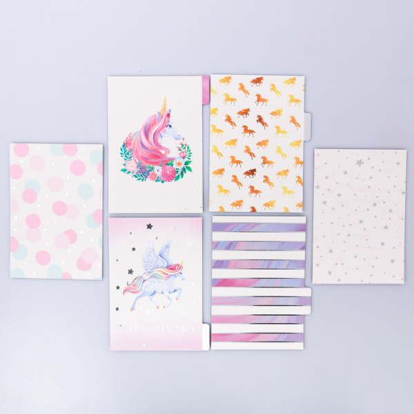 Набор картонных разделителей с фольгированием для планера «Единороги», 6 листов, размер 16*25 см - Разделители для планера