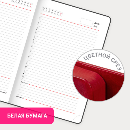 Ежедневник с магнитным клапаном недатированный, под кожу, А5, красный, BRAUBERG "Magnetic X", 113281 - Ежедневники с покрытием "под кожу и ткань"