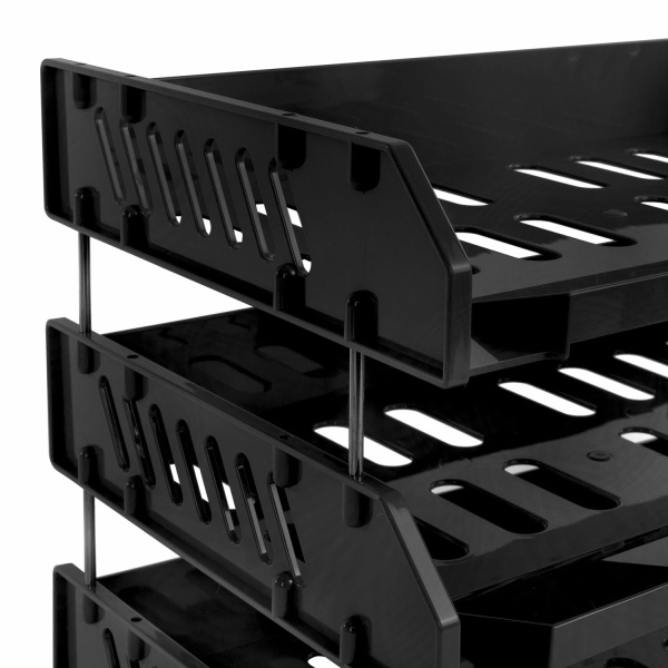 Лотки горизонтальные для бумаг, КОМПЛЕКТ 3 шт., 335х232х246 мм, черный, BRAUBERG FILE, 238107, ЛТ561 - Лотки горизонтальные (поддоны)