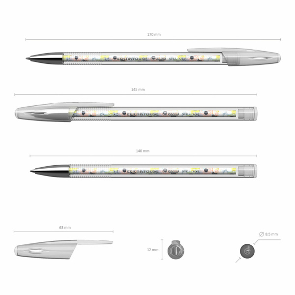 Ручка гелевая ERICH KRAUSE InColor "Flower Cocktail", СИНЯЯ, игольчатый узел 0,5 мм, линия письма 0,4 мм, 50838 - Ручки гелевые неавтоматические