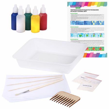 ЭБРУ набор для рисования на воде 5 цветов по 20 мл (20 картин), лоток А5, BRAUBERG HOBBY, 665353 - Наборы для рукоделия