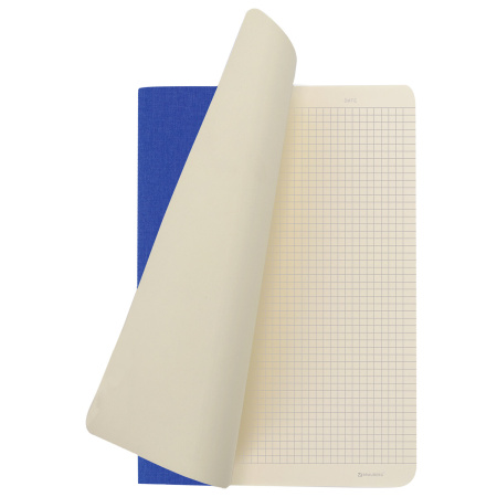 Тетрадь 60 л. в клетку обложка кожзам под лён, сшивка, В5 (179х250мм), СИНИЙ, BRAUBERG PASTEL, 403875 - Тетради более 60 листов