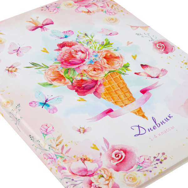 Дневник 1-4 класс 48 л., твердый, ЮНЛАНДИЯ, глянцевая ламинация, с подсказом, "Нежность", 106598 - Дневники для младших классов