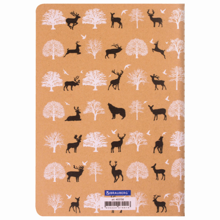 Тетрадь 40 л. в клетку обложка КРАФТ, бежевая бумага 70 г/м2, сшивка, А5 (147х210 мм), NATURE, BRAUBERG, 403758 - Тетради 40-48 листов