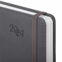 Ежедневник датированный 2024 А5 138x213 мм BRAUBERG "Optimal", под кожу, резинка-фиксатор, держатель для ручки, серый, 114977 - Ежедневники с покрытием "под кожу и ткань"