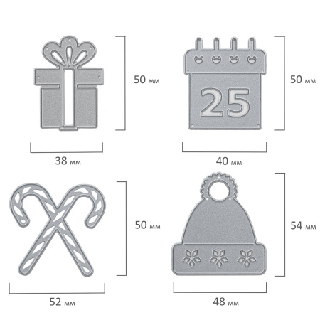 Ножи "Рождество" для Машинки для вырубки и тиснения ОС-5, 10 штук, 175х172 мм, ОСТРОВ СОКРОВИЩ, 663830, 861-038 - Машинки, ножи и маты для вырубки, клише для тиснения