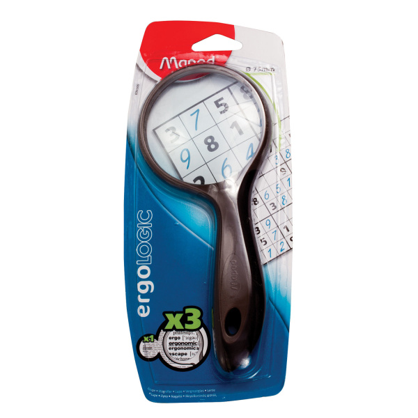 Лупа просмотровая MAPED (Франция) "Ergologic", диаметр 75 мм, увеличение 3, блистер, 039300 - Лупы