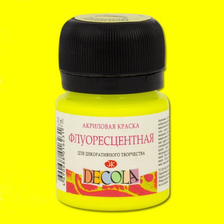 Акриловая краска флуоресцентная (неоновая) Лимонная банка 20мл Decola