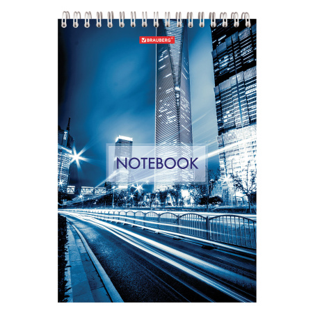Блокнот БОЛЬШОЙ ФОРМАТ А4 200х290 мм, 80 л., гребень, картон, жесткая подложка, клетка, BRAUBERG, "City", 129805 - Блокноты