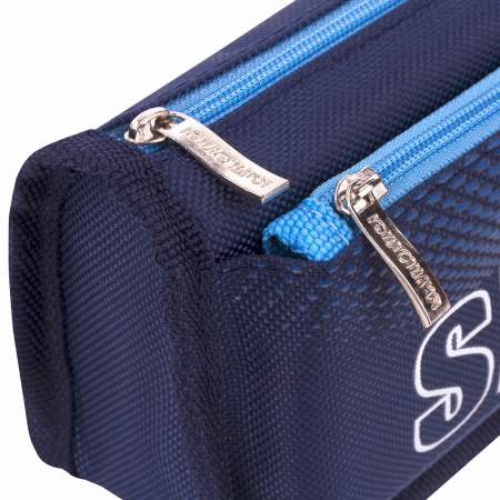 Пенал ЮНЛАНДИЯ, 2 отделения, полиэстер, "Shark", синий, 21х6х9 см, 270272 - Пеналы мягкие