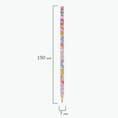 Карандаш чернографитный ЮНЛАНДИЯ "СЛАДКИЕ ИСТОРИИ", 1 шт., HB, с ластиком, корпус с печатью, 181750 - Карандаши чернографитные