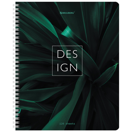 Тетрадь А5 120 л. BRAUBERG, гребень, клетка, глянцевая ламинация, "Растения" (4 вида в спайке), 404448 - Тетради более 60 листов