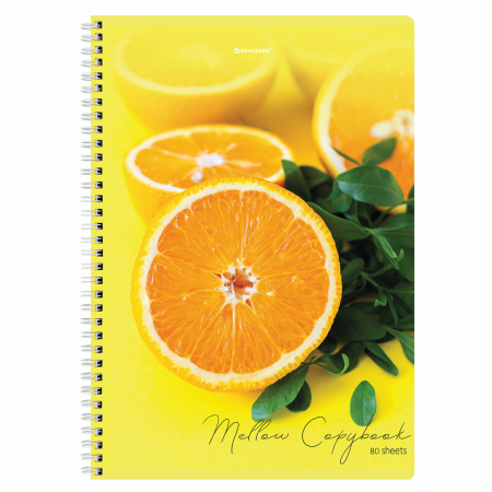 Тетрадь А4, 80 л., BRAUBERG, гребень, клетка, обложка картон, "Фрукты", 404051 - Тетради формата А4