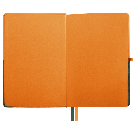 Блокнот А5 (148х218 мм), BRAUBERG "DUO" под кожу с резинкой, 80 л., клетка, оранжевый/зеленый, 113435 - Бизнес-блокноты и бизнес-тетради