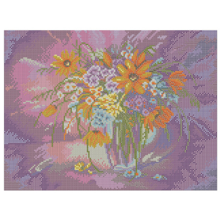 Картина стразами (алмазная мозаика) 30х40 см, ОСТРОВ СОКРОВИЩ "Букет в вазе", без подрамника, 662562 - Алмазная вышивка