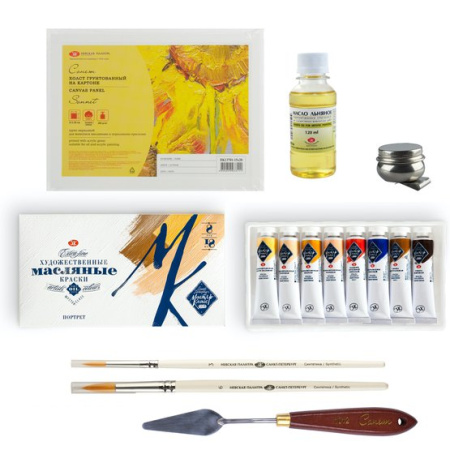 Подарочный набор «Мастер-класс» для живописи «Масло №2» в картонной коробке - Масляные краски художественные в наборах