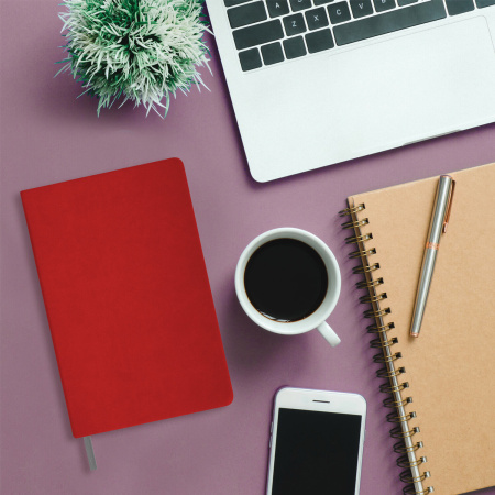 Ежедневник недатированный А5 138х213 мм BRAUBERG "Flex" под кожу, гибкий, 136 л., красный, 111679 - Ежедневники с покрытием "под кожу и ткань"