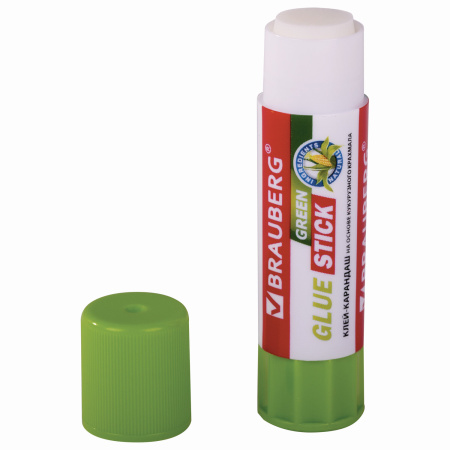 Клей-карандаш на натуральной основе BRAUBERG GREEN, 8 г, 270436 - Клей-карандаш