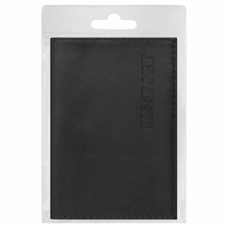 Обложка для паспорта натуральная кожа галант, "PASSPORT", черная, BRAUBERG, 237179 - Обложки для паспорта