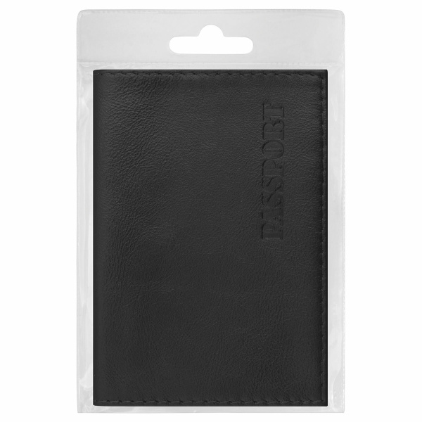 Обложка для паспорта натуральная кожа галант, "PASSPORT", черная, BRAUBERG, 237179 - Обложки для паспорта