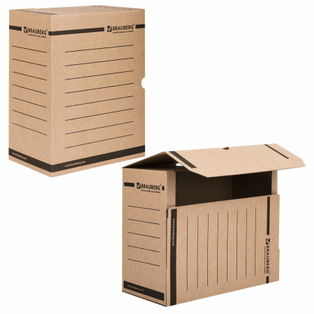 Короб архивный с клапаном А4 (260х325 мм), 150 мм, до 1400 листов, плотный, микрогофрокартон, BRAUBERG, 124849 - Накопители документов