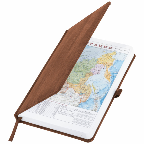 Ежедневник недатированный А5 (138x213 мм) BRAUBERG "Wood", кожзам, резинка, 136 л., коричневый, 111676 - Ежедневники с покрытием "под кожу и ткань"