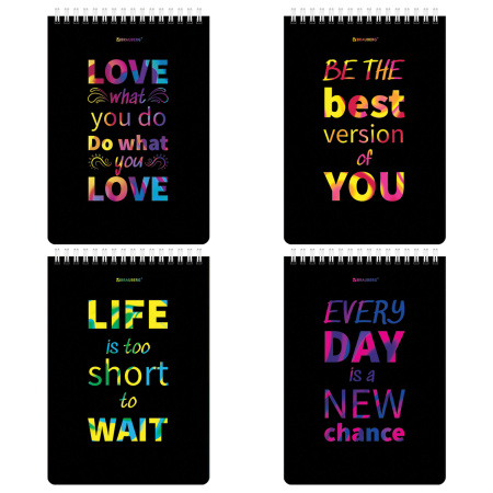 Блокнот А5 (146х206 мм), 80 л., гребень, картон, клетка, BRAUBERG, "Motivation", 114377 - Блокноты