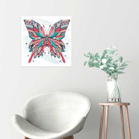 Картина стразами (алмазная мозаика) сияющая 30х30 см, ОСТРОВ СОКРОВИЩ "Бабочка", без подрамника, 662446 - Алмазная вышивка