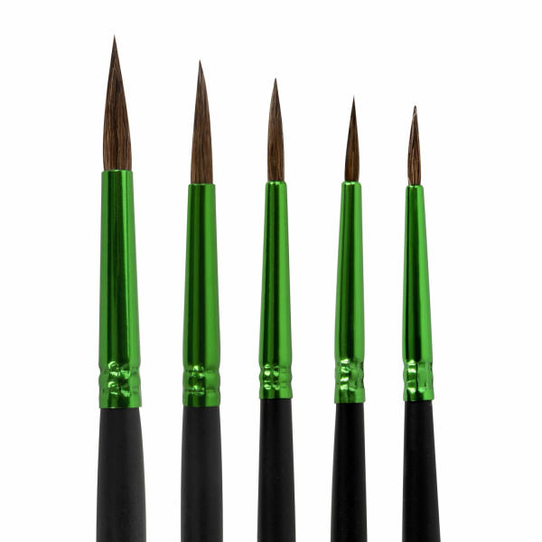 Кисти BRAUBERG PREMIUM, набор 5 шт. (из ворса пони круглые № 1, 2, 3, 4, 5), блистер, 201022 - Кисти для рисования