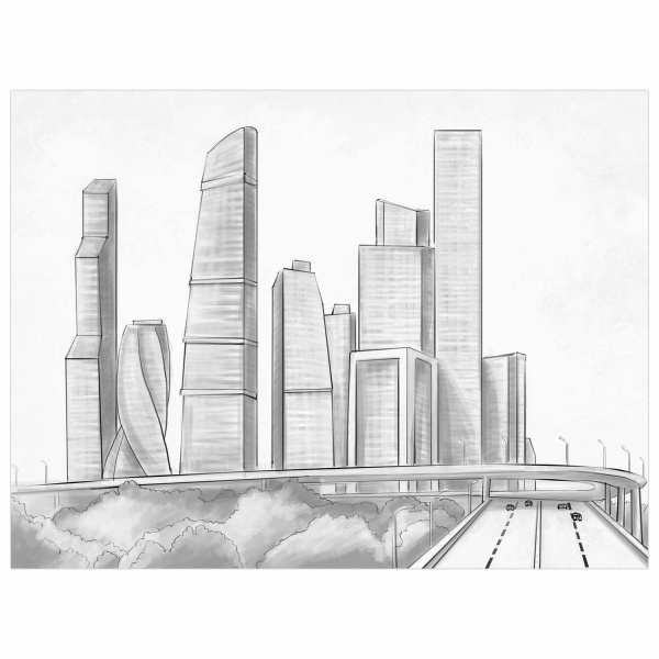 Холст на картоне с контуром BRAUBERG ART CLASSIC "МЕГАПОЛИС", 30х40см, грунтованный, хлопок, 191543 - Холсты