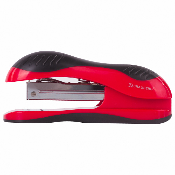 Степлер №24/6, 26/6 BRAUBERG "JET", до 25 листов, эргономичный, красно-черный, 229688 - Степлеры настольные