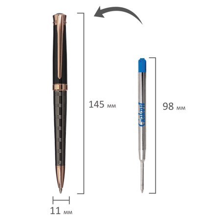 Ручка подарочная шариковая GALANT "COLLAGE", корпус черный/металлический, детали розовое золото, узел 0,7 мм, синяя, 143507 - Ручки шариковые подарочные