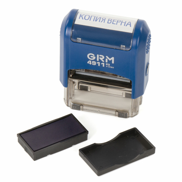 Штамп стандартный "КОПИЯ ВЕРНА", оттиск 38х14 мм синий, GRM 4911 Р3, 110491140 - Штампы стандартных слов