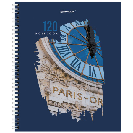 Тетрадь А5 120 л. BRAUBERG, гребень, клетка, твёрдая обложка, "Города" (4 вида в спайке), 404449 - Тетради более 60 листов