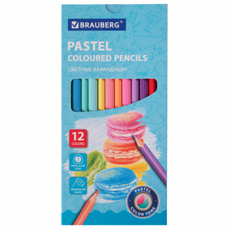 Карандаши цветные BRAUBERG, 60 цветов (Базовые, Металлик, Неон, Пастель, Телесные), 181792 - Карандаши цветные