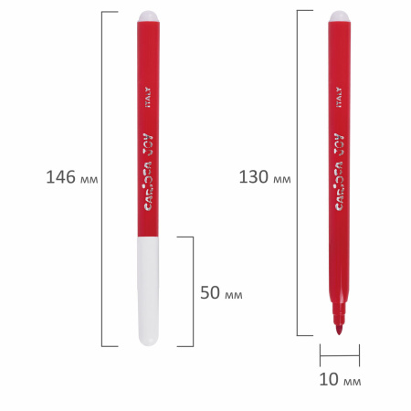 Фломастеры CARIOCA (Италия) "Joy" 18 цветов, суперсмываемые, вентилируемый колпачок, 40555 - Фломастеры классические