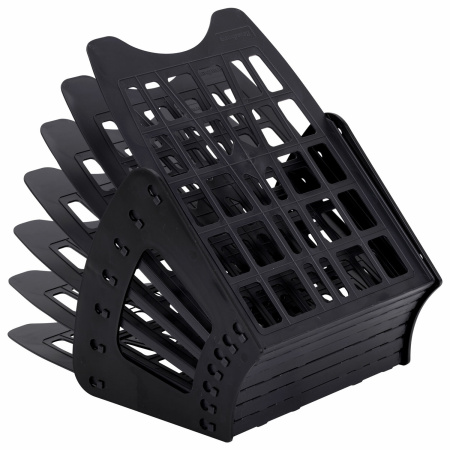 Лоток для бумаг веерный BRAUBERG-SMART, 7-ми секционный, сетчатый, черный, 231143 - Лотки и подставки секционные