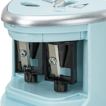 Точилка электрическая BRAUBERG DUAL (для 2 диаметров карандашей!), 4 батарейки АА, голубая, 270578 - Точилки электрические