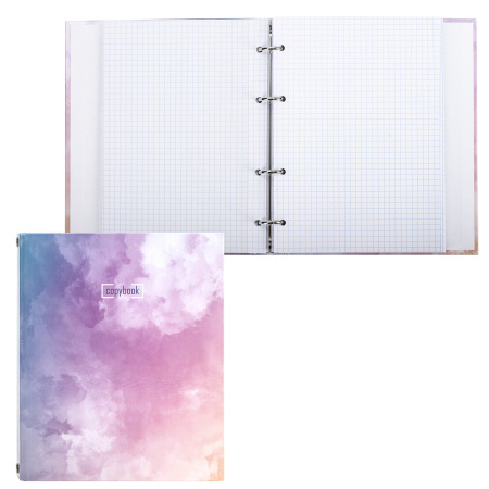 Тетрадь на кольцах А5 (175х215 мм), 240 листов, твердый картон, клетка, BRAUBERG, Cloud, 404094 - Тетради на кольцах и сменные блоки к ним