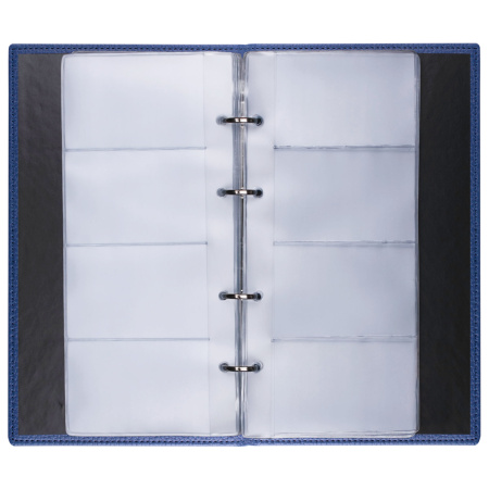 Визитница на кольцах BRAUBERG "Favorite", на 240 визиток, под фактурную кожу, темно-синяя, 231664 - Визитницы настольные