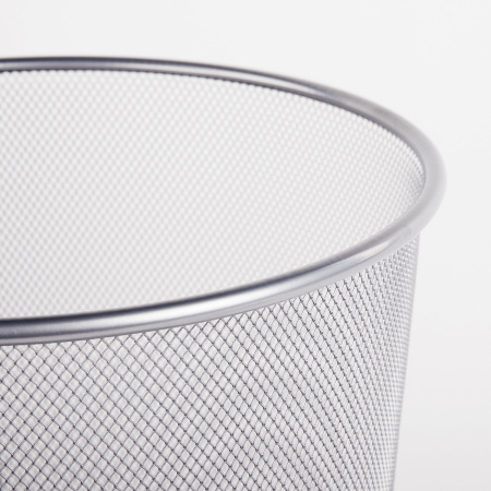 Корзина для бумаг, БОЛЬШАЯ, 20 л, металлическая, серебристая, BRAUBERG "Germanium", 231957 - Корзины для бумаг