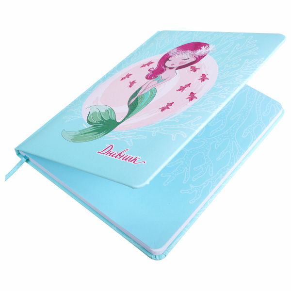 Дневник 1-11 класс 48 л., кожзам (твердая с поролоном), печать, наклейки, ЮНЛАНДИЯ, "Русалочка", 106187 - Дневники для младших классов