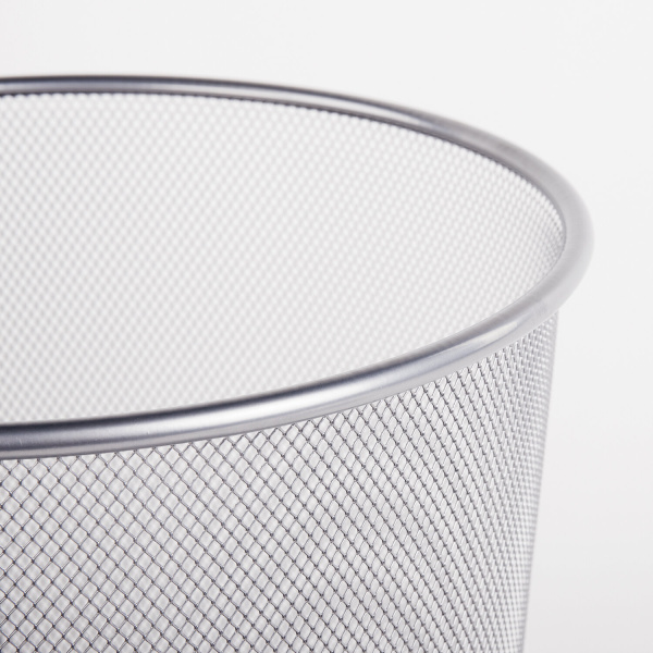 Корзина для бумаг, БОЛЬШАЯ, 20 л, металлическая, серебристая, BRAUBERG "Germanium", 231957 - Корзины для бумаг