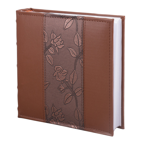 Фотоальбом BRAUBERG на 200 фото 10х15 см, под кожу (комбинированную), бумажные страницы, бокс, коричневый, 390483 - Фотоальбомы