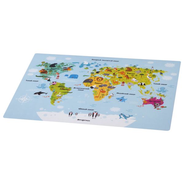 Настольное покрытие ПИФАГОР, А3+, пластик, 46x33 см, "Map", 270403 - Коврики настольные детские