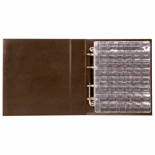 Альбом нумизмата из экокожи для монет и купюр OPTIMA, 245х270 мм, со стартовым комплектом, STAFF, 238075 - Альбомы для монет и купюр